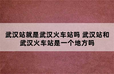 武汉站就是武汉火车站吗 武汉站和武汉火车站是一个地方吗